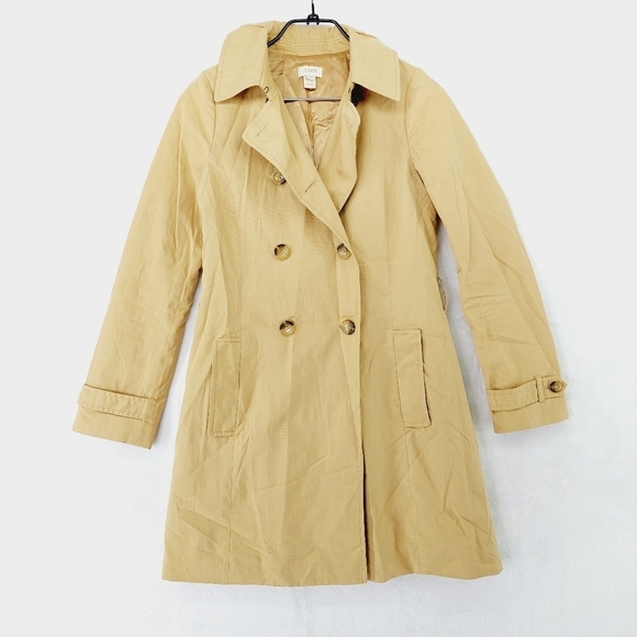 J. Crew Tan Button Up Pocket Long Notched Collar Trench Coat Jacket P2683 - Picture 2 of 8
